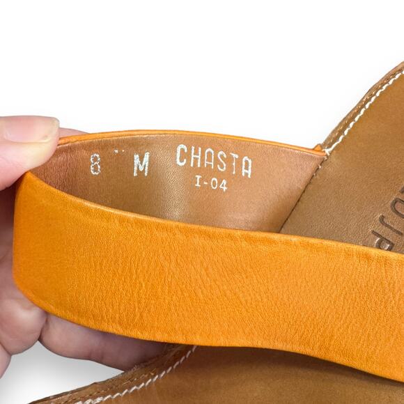 Donald J Pliner Chasta Orange Tan Two Strap Leather Heeled Sandals Womens Size 8 - Picture 8 of 9